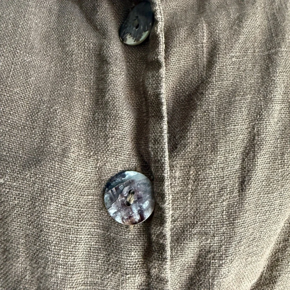 Bryn Walker Linen Button Down‎ Jacket Unique Collar Oversized Brown Top